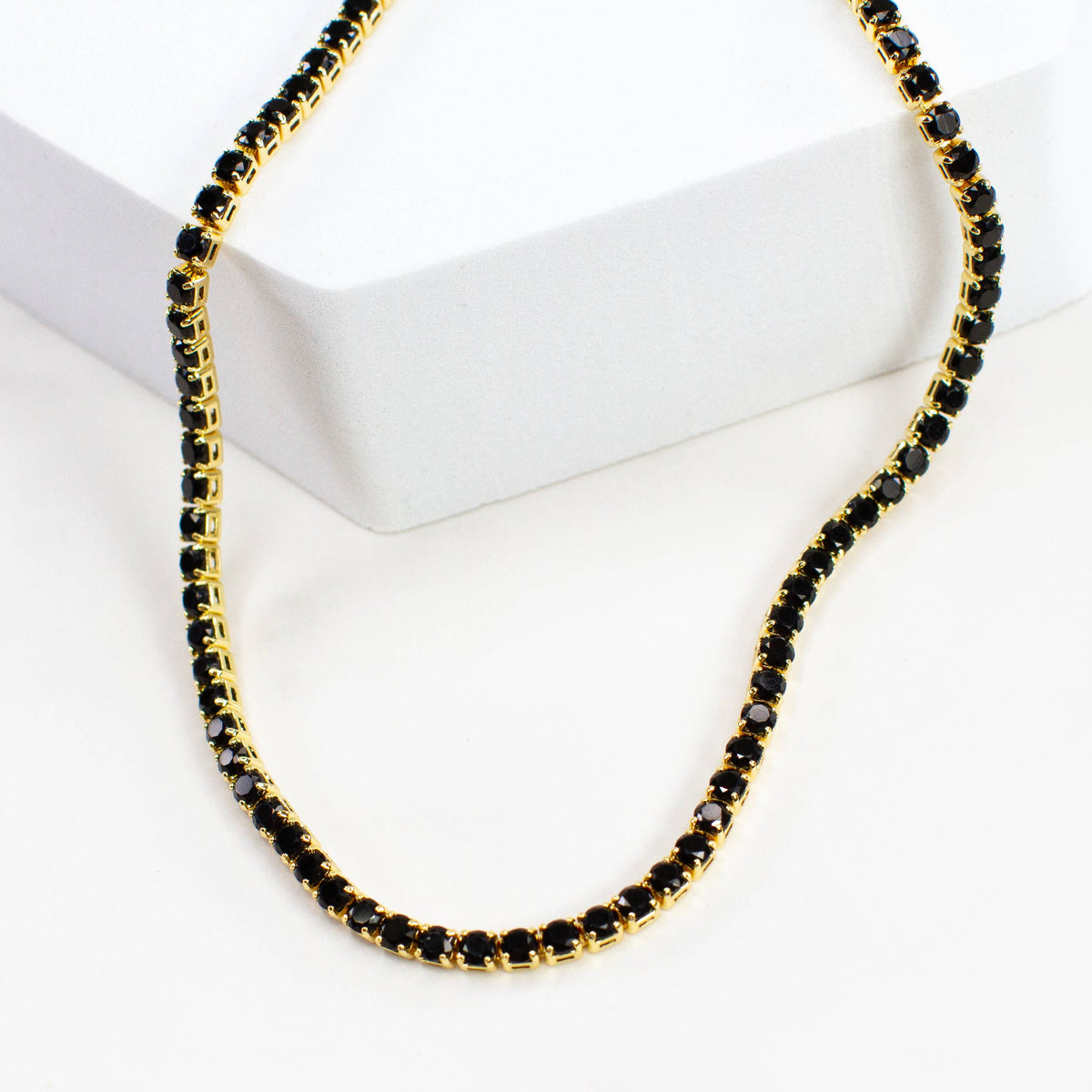 Tennis Black CZ Crystal Necklace