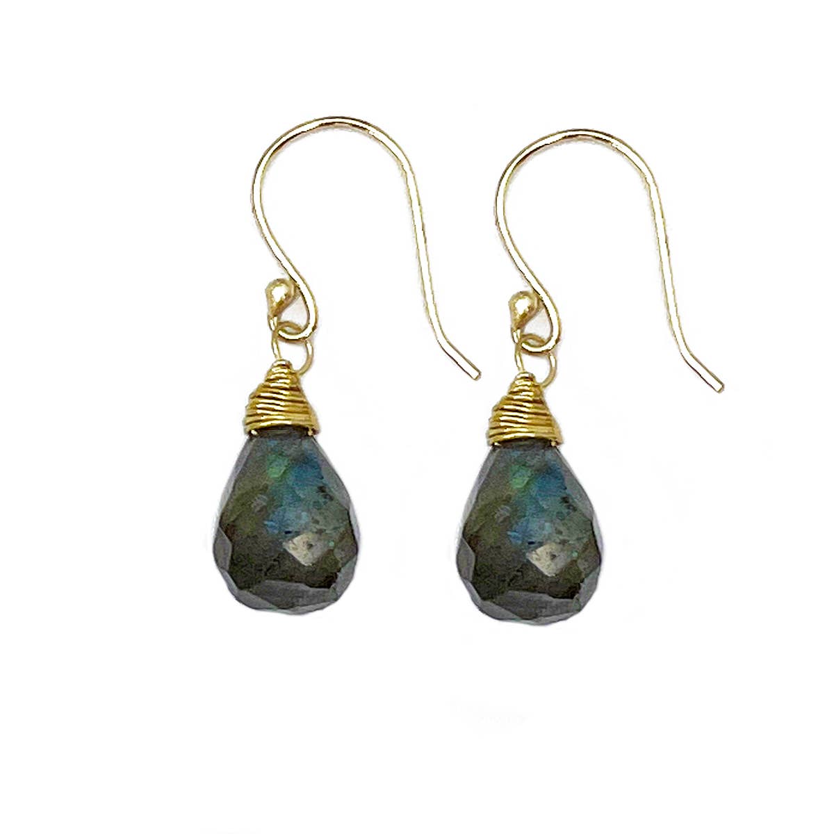 Gold-Plated Labradorite Teardrop Earrings