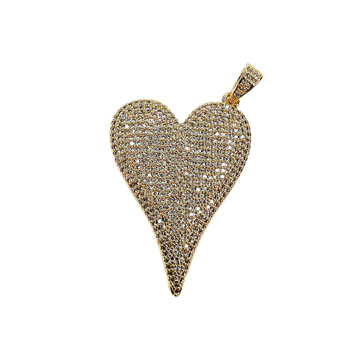 Heart CZ Necklace Charms for Charm Bar: Silver CZ