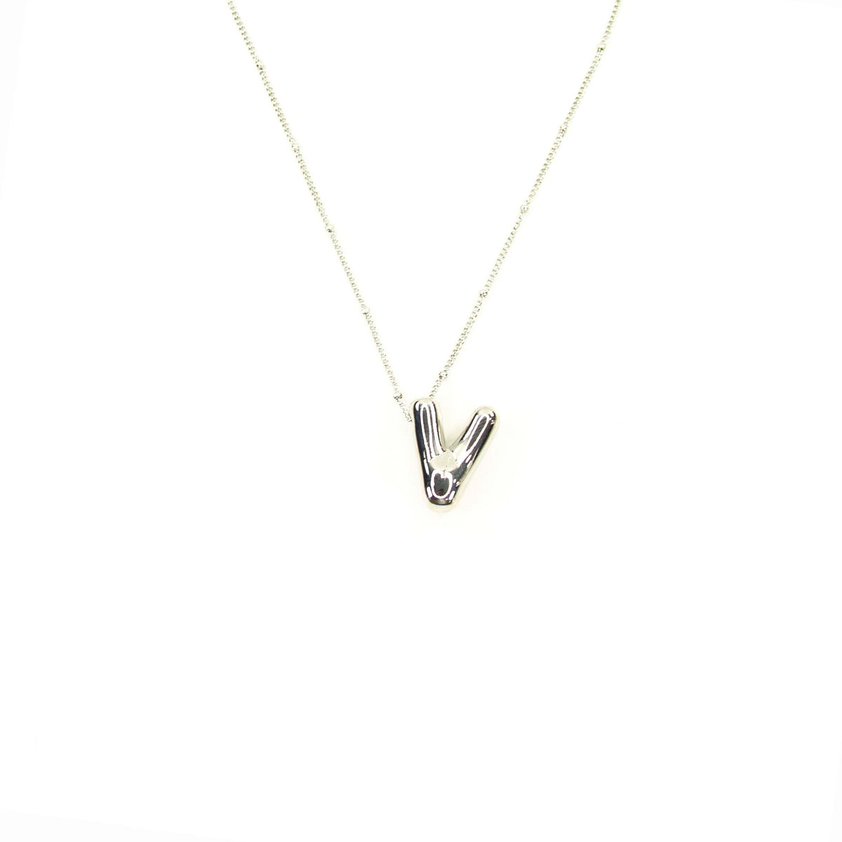 Initial Balloon Bubble Silver Necklace: A