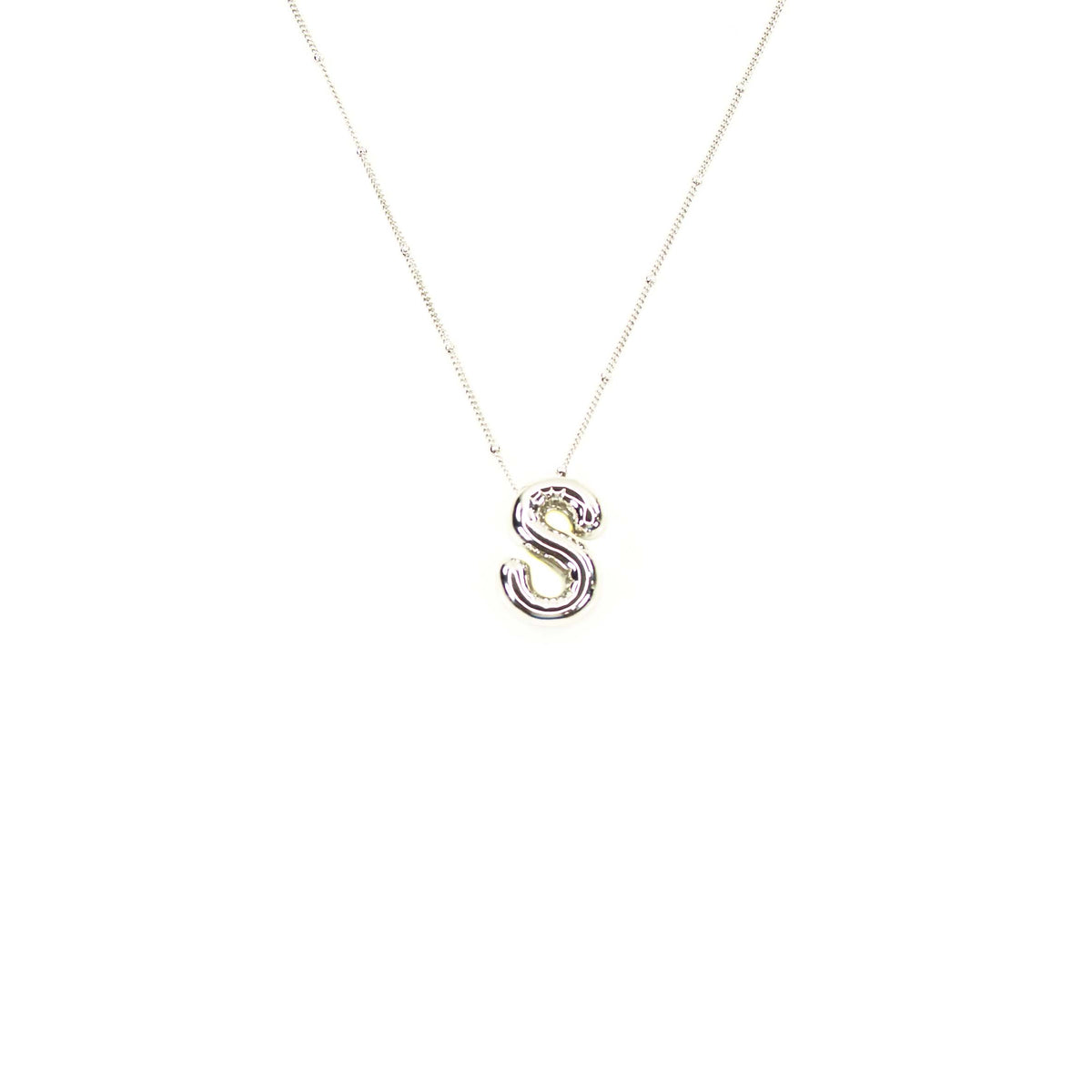 Initial Balloon Bubble Silver Necklace: A