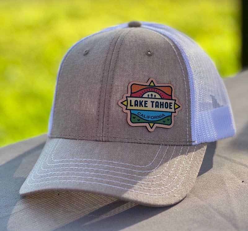 Outdoor Badge Leather Patch Hat - CUSTOMIZABLE: Heather/White