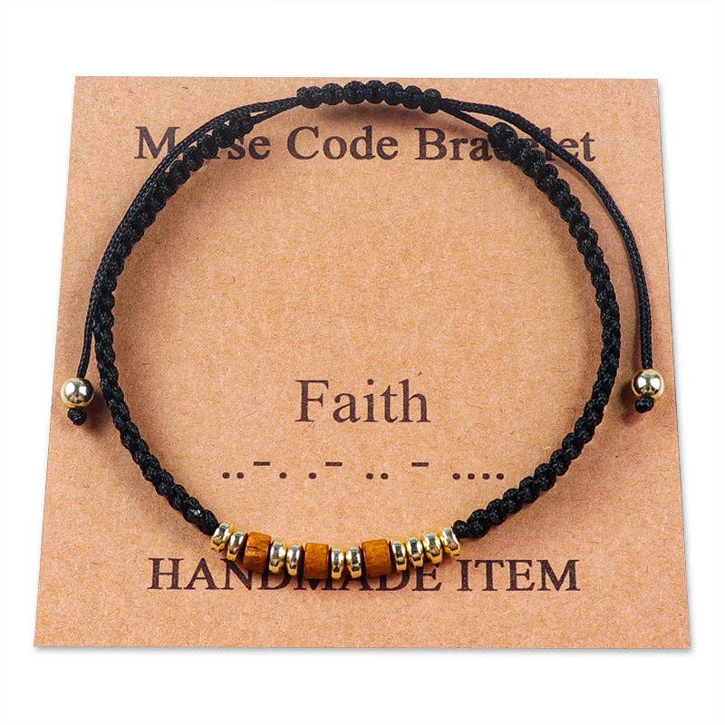 Handmade Wooden Beaded Morse Code Bracelets: Just Breathe