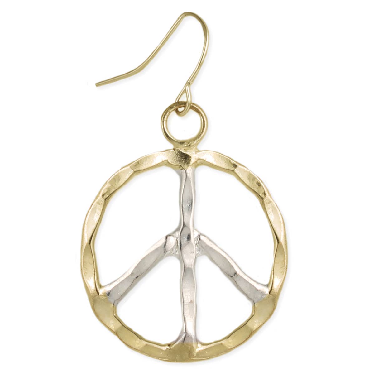 Woodstock Vibes Silver Gold Peace Sign Earring