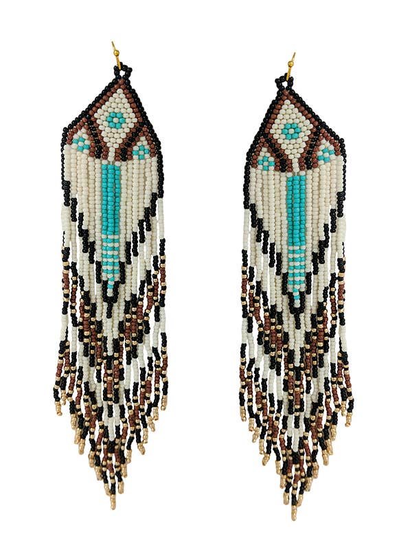 ( S497 )  HANDMADE SEEDBEAD TASSEL EARRING