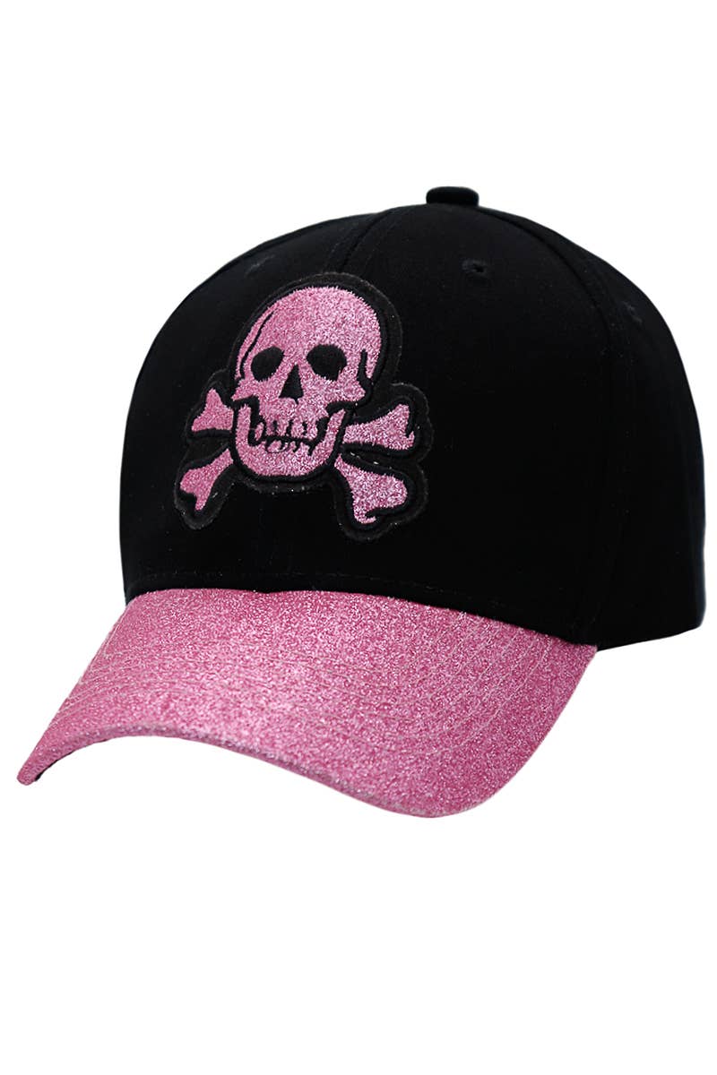 Glitter Shimmer Skull Curved Bill Baseball Cap