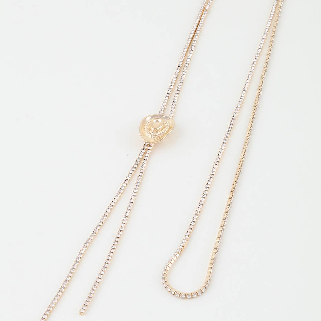 Bejeweled Cowboy Hat Toggle Necklace