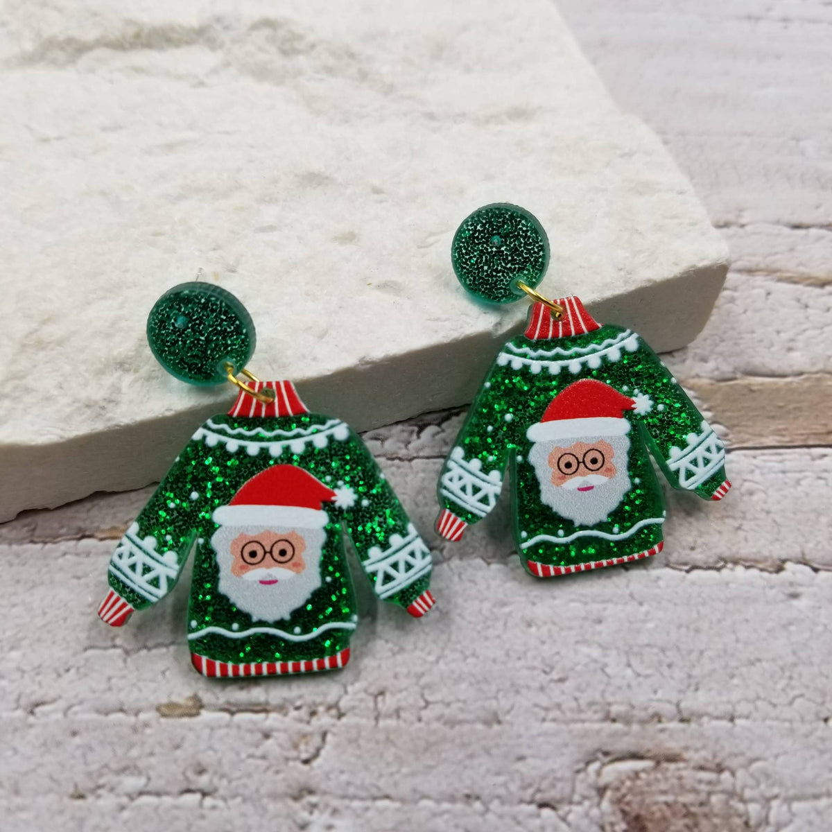 Confetti Sweater Christmas Earrings: Red