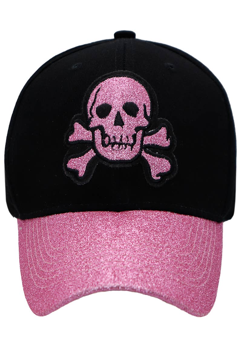 Glitter Shimmer Skull Curved Bill Baseball Cap