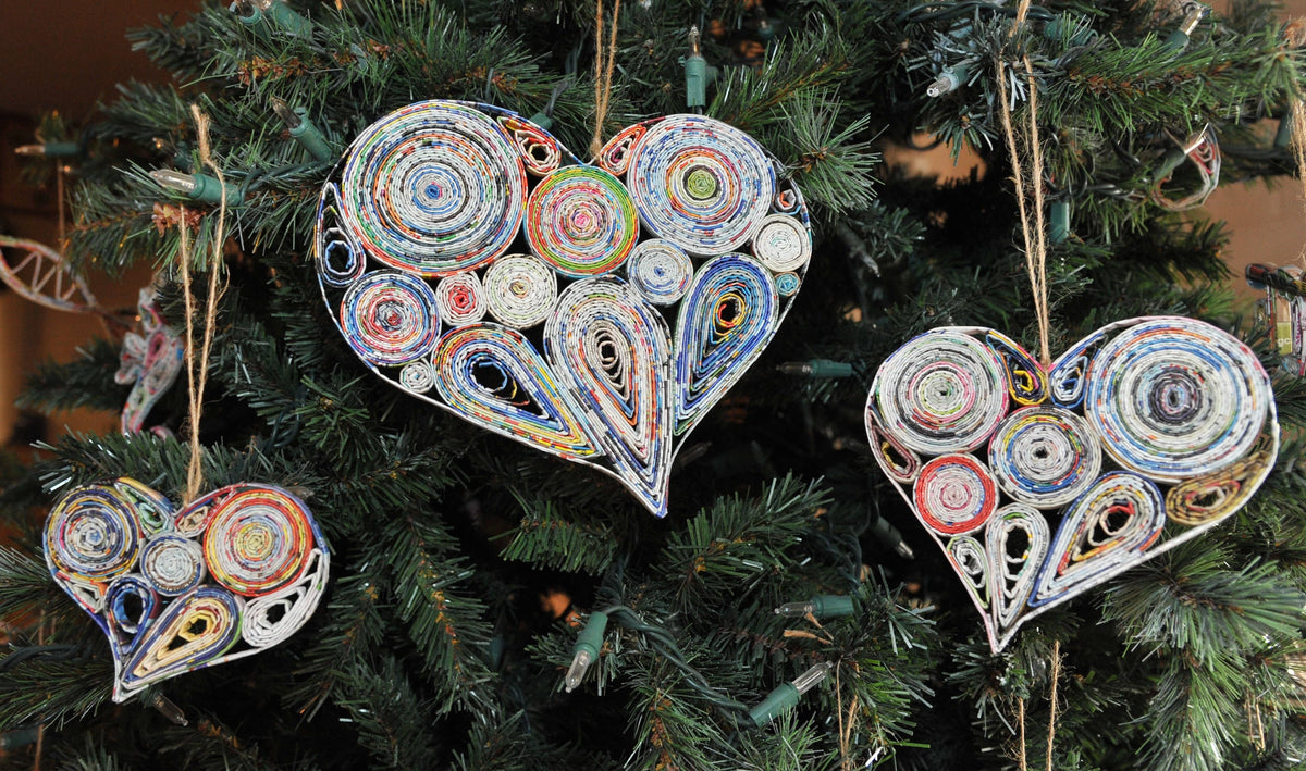 Lopsided Heart Ornament - Recycled Paper: Medium
