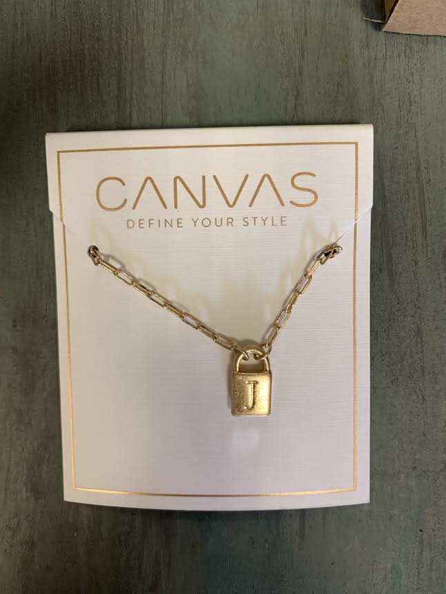 Initial Padlock Necklace-Gold