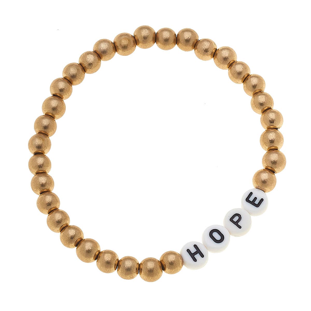 Caterina Block Letter Sphere Bracelet in Worn Gold - Hope