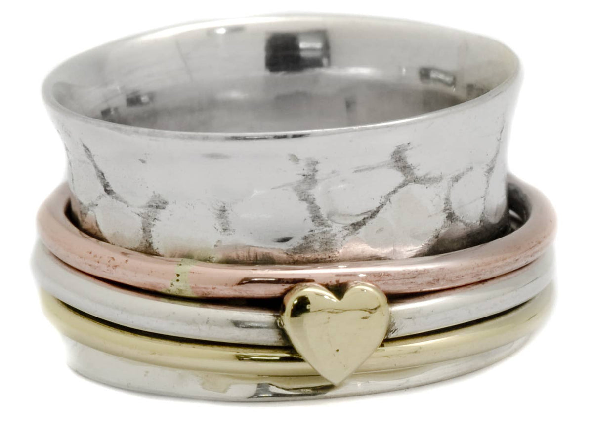 Heart Design Band Ring in 925 Sterling Silver Brass Ring