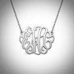 1.5" Script Monogram Necklace in Sterling Silver