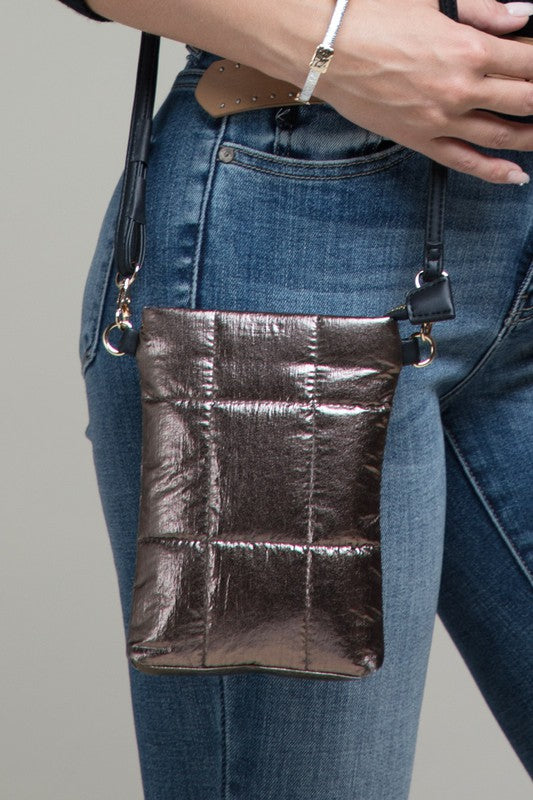 Insulated Metallic Bubble Cross Body Bag