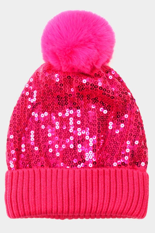 Alloni Sequin Pom Pom Beanie