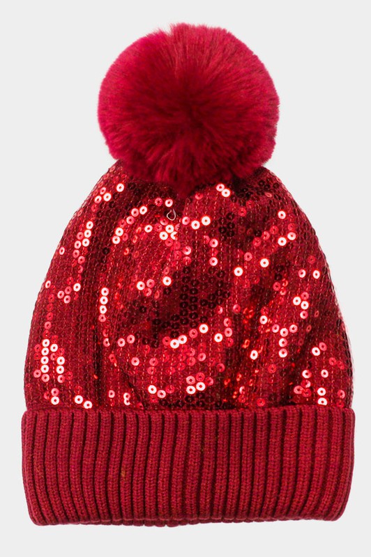Alloni Sequin Pom Pom Beanie