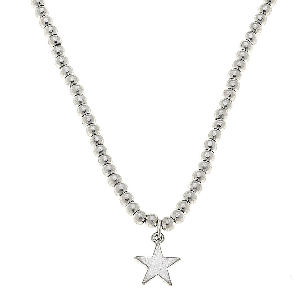 Aria Sphere Necklace In Worn Silver - Star