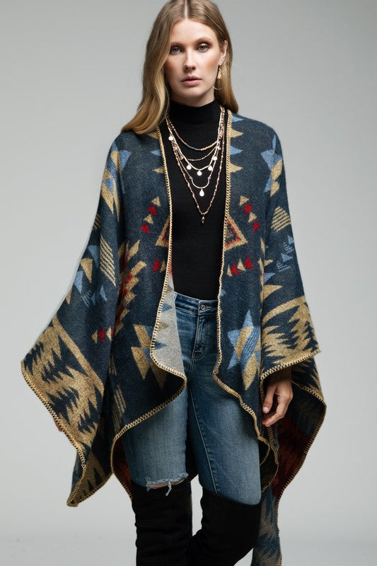 Amonute Ethnic Ruana Kimono