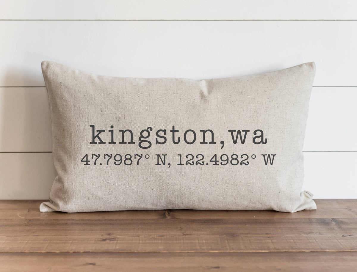 Custom City, State and Coordinate Pillow