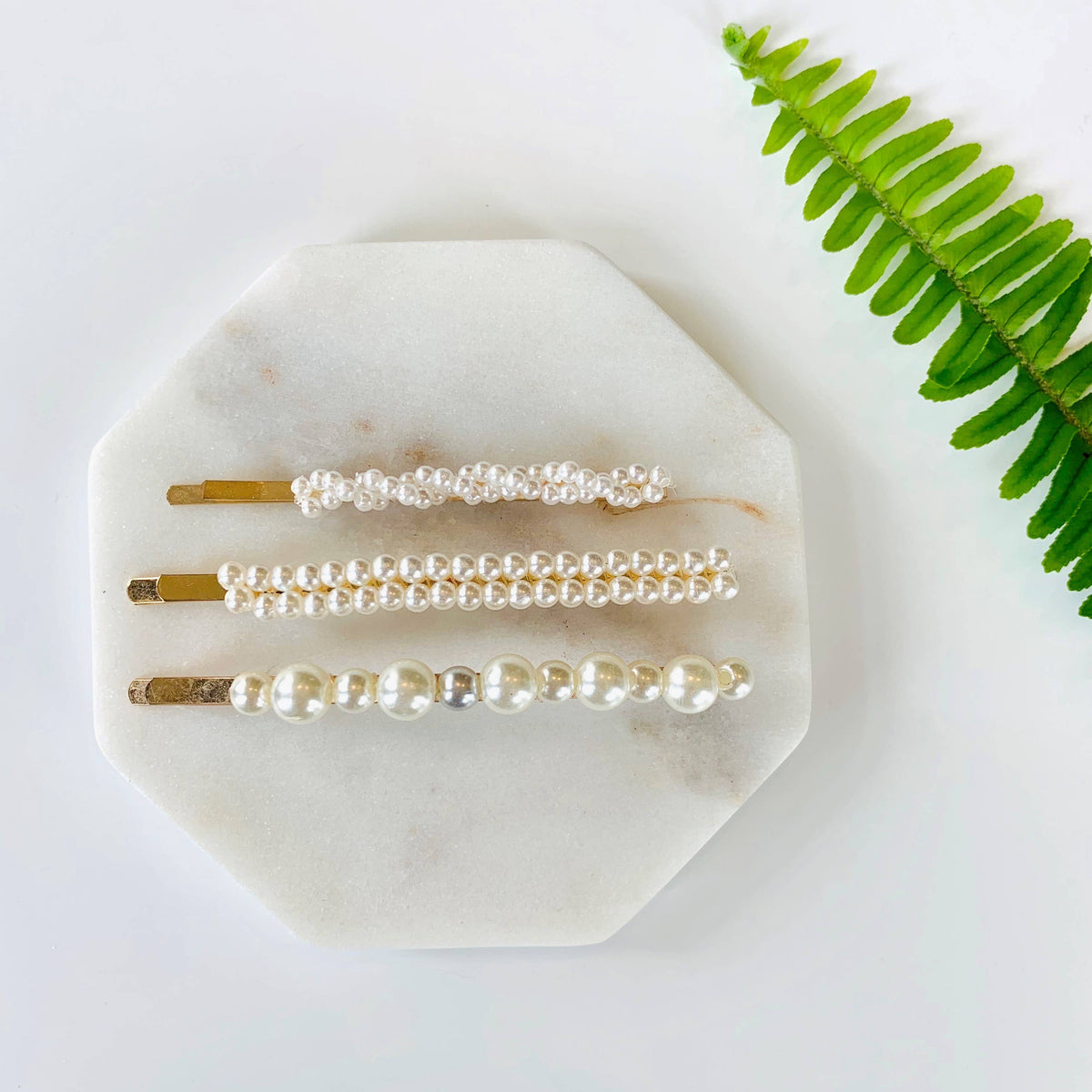 Pearl Hair Clips--Pack of three
