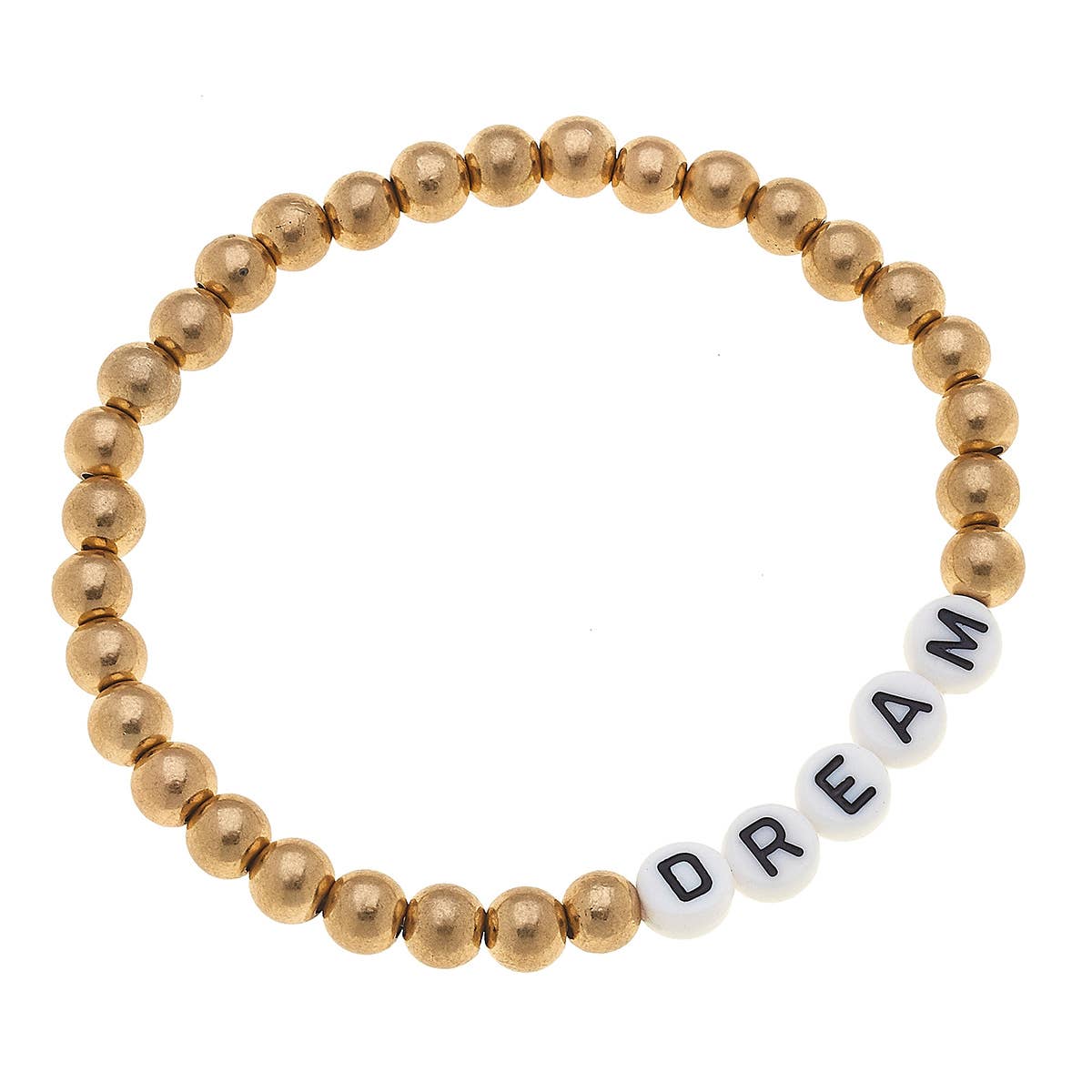 Caterina Block Letter Sphere Bracelet in Worn Gold - Dream