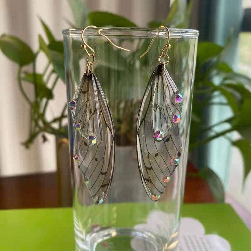 Gradient Cicada Wings Butterfly Wings Earrings