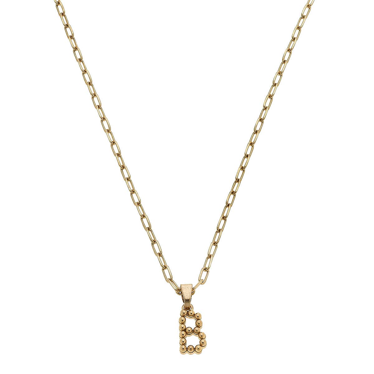 Layla Ball Bead Initial Necklace in Worn Gold