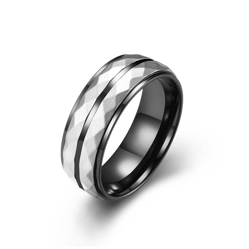 Men's Stainless Steel Bicolored Ring Men's Jewelry: No. 10 / Black