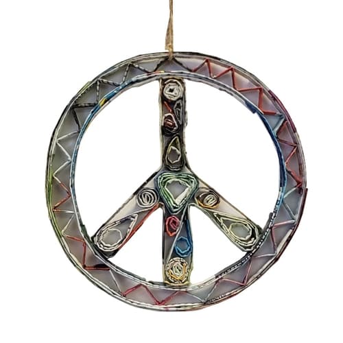 Peace Sign Ornament - Recycled Paper: Large