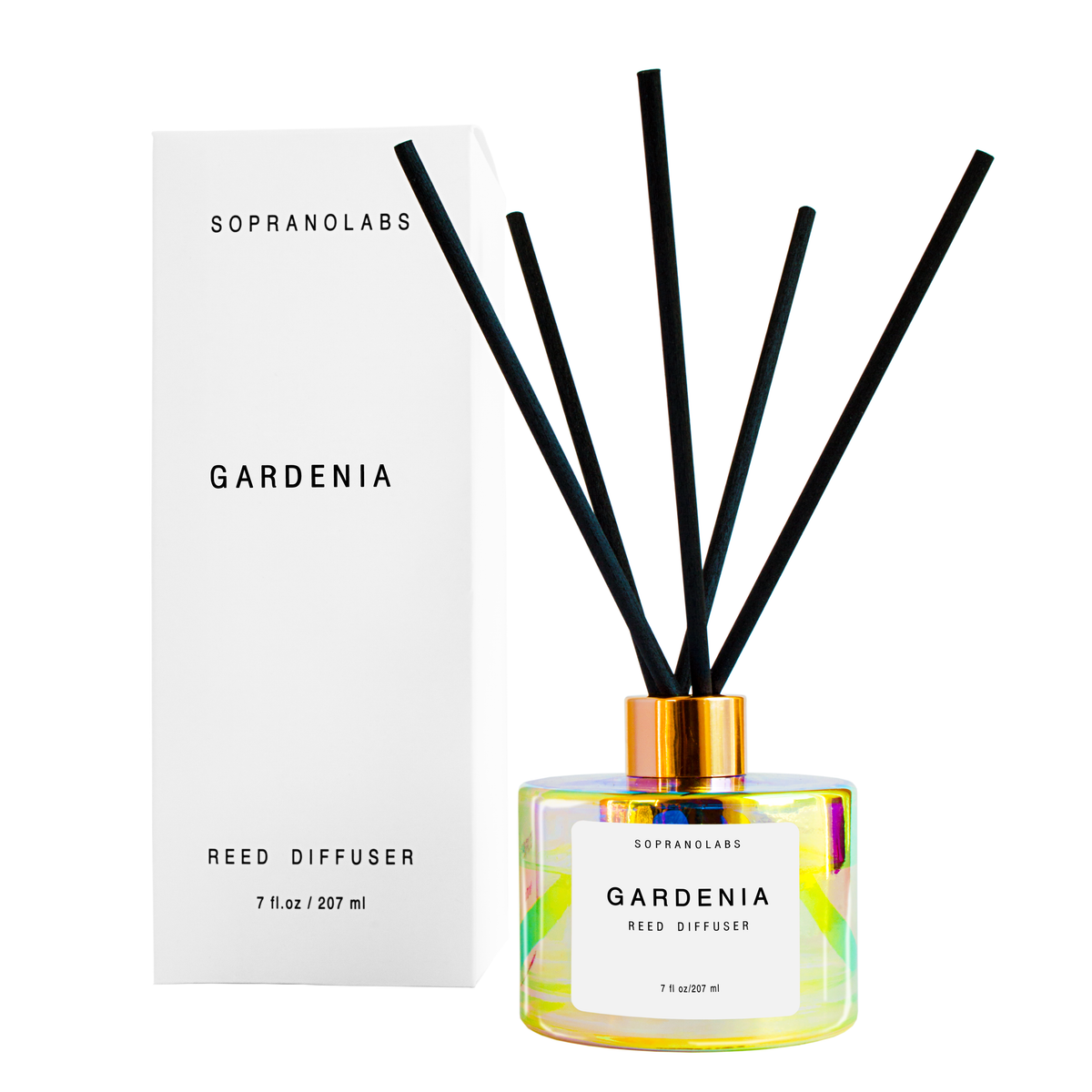 GARDENIA Reed Diffuser. Luxury Home Scent.7 fl oz. Gift. SPA: Black reeds