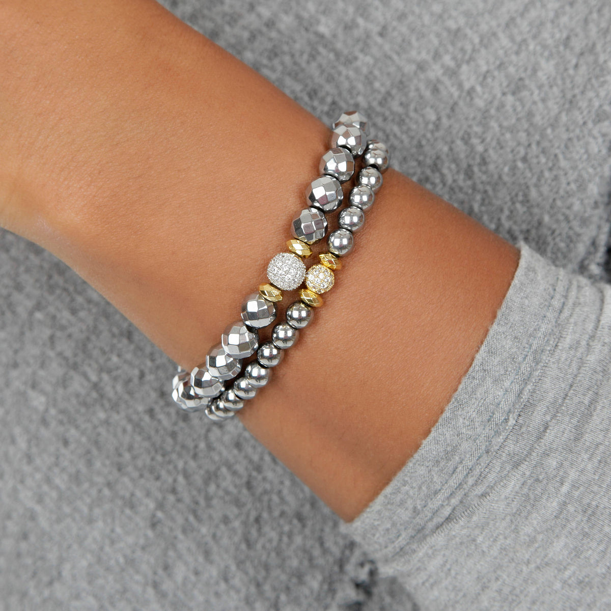 Expressions Bracelets - Mixed Metal Silver and Gold Beaded Bracelet