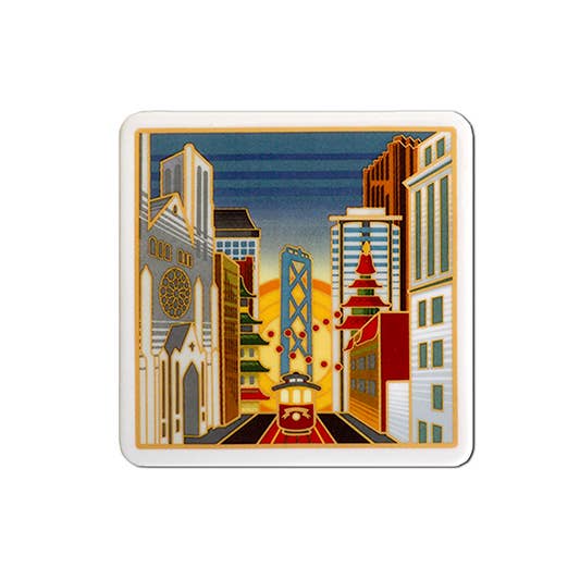 Sunrise on California Street Ceramic Coaster