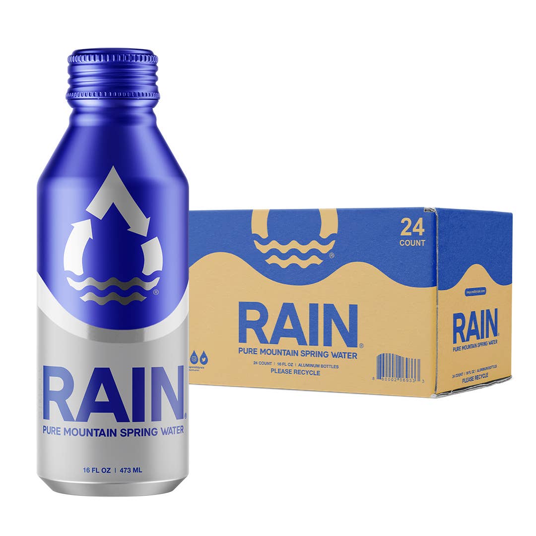 RAIN Plastic-free Aluminum Bottled Spring Water 24pk-16oz