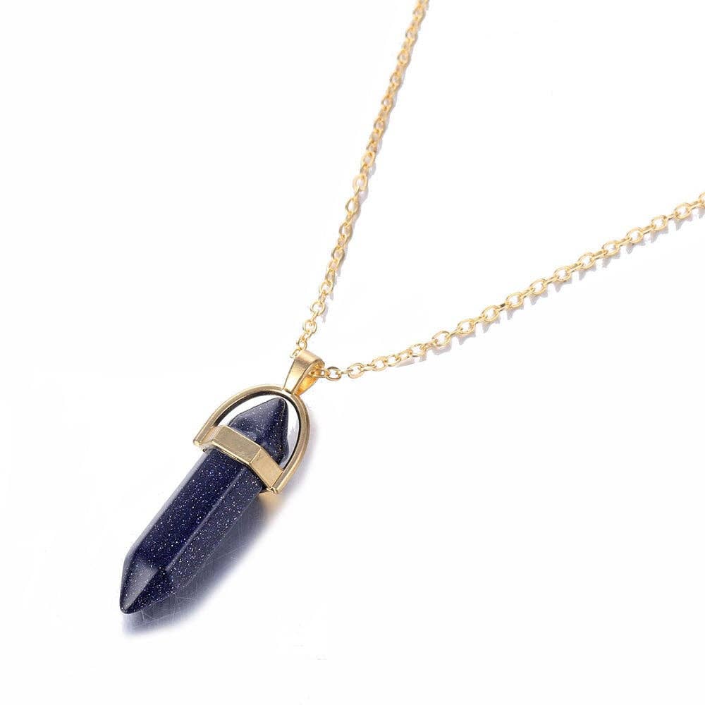 Crystal Raw Stone Healing Necklace in Solid Copper, Crystal