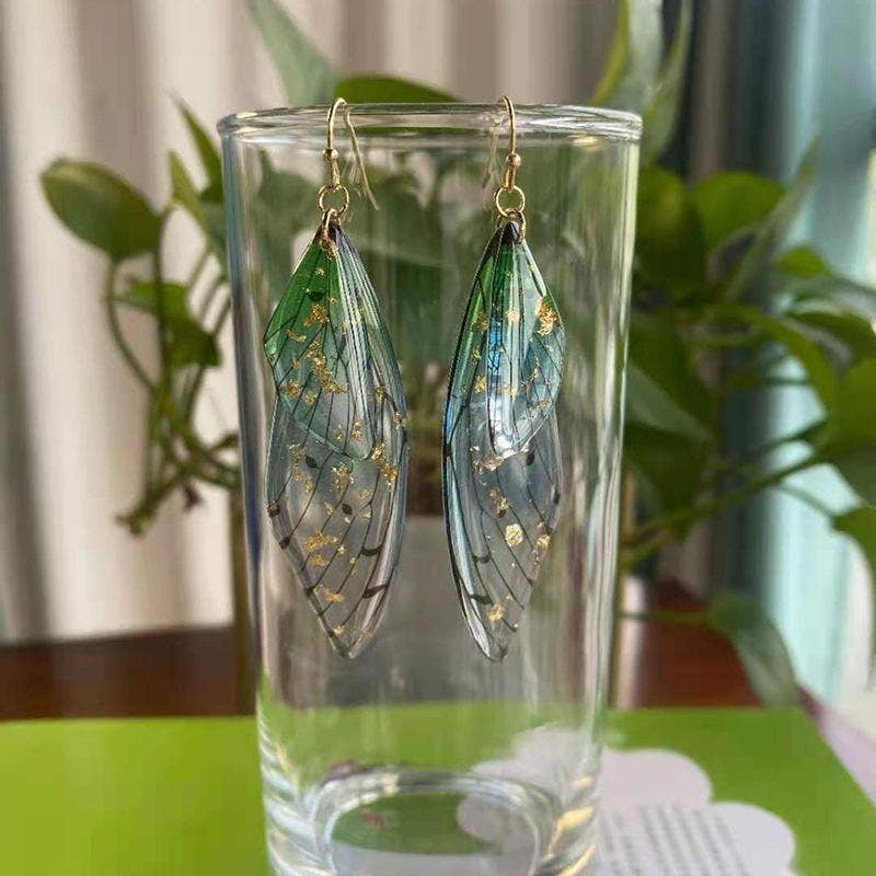 Gradient Cicada Wings Butterfly Wings Earrings