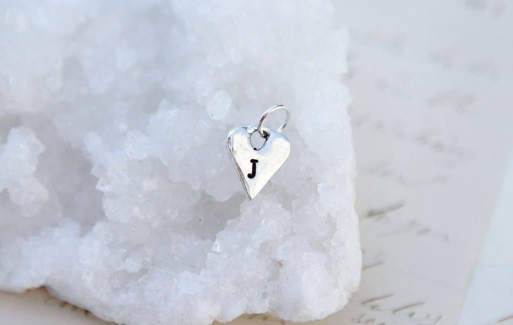 Tiny Silver Heart Initial