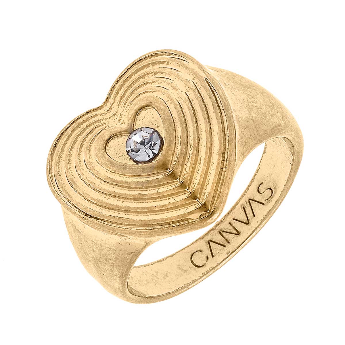 Zoey Heart Ring in Worn Gold