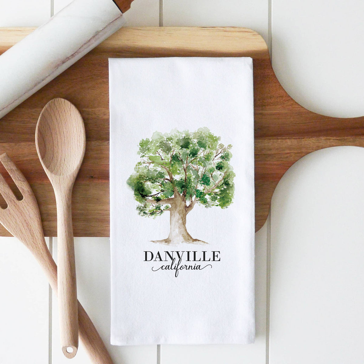 Oak Tree Custom Location Tea Towel