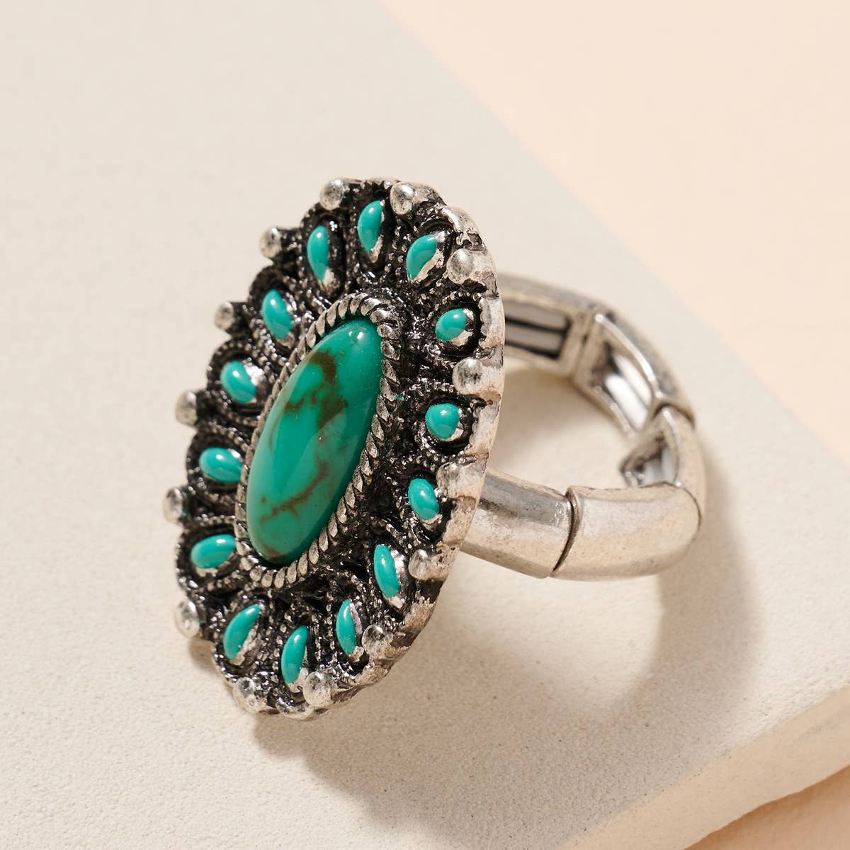 Western Style Turquoise Stretch Ring