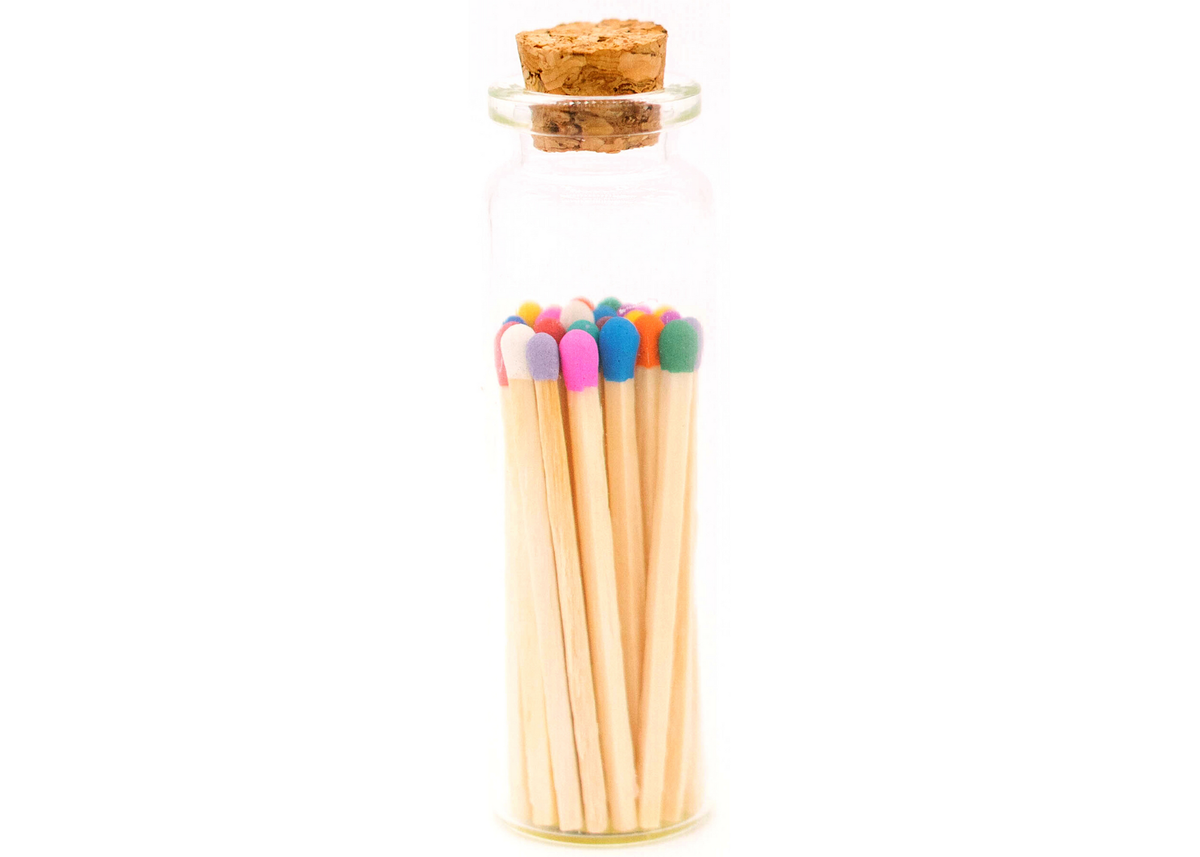 1.85in Multicolor Decorative Matches In Jar with striker