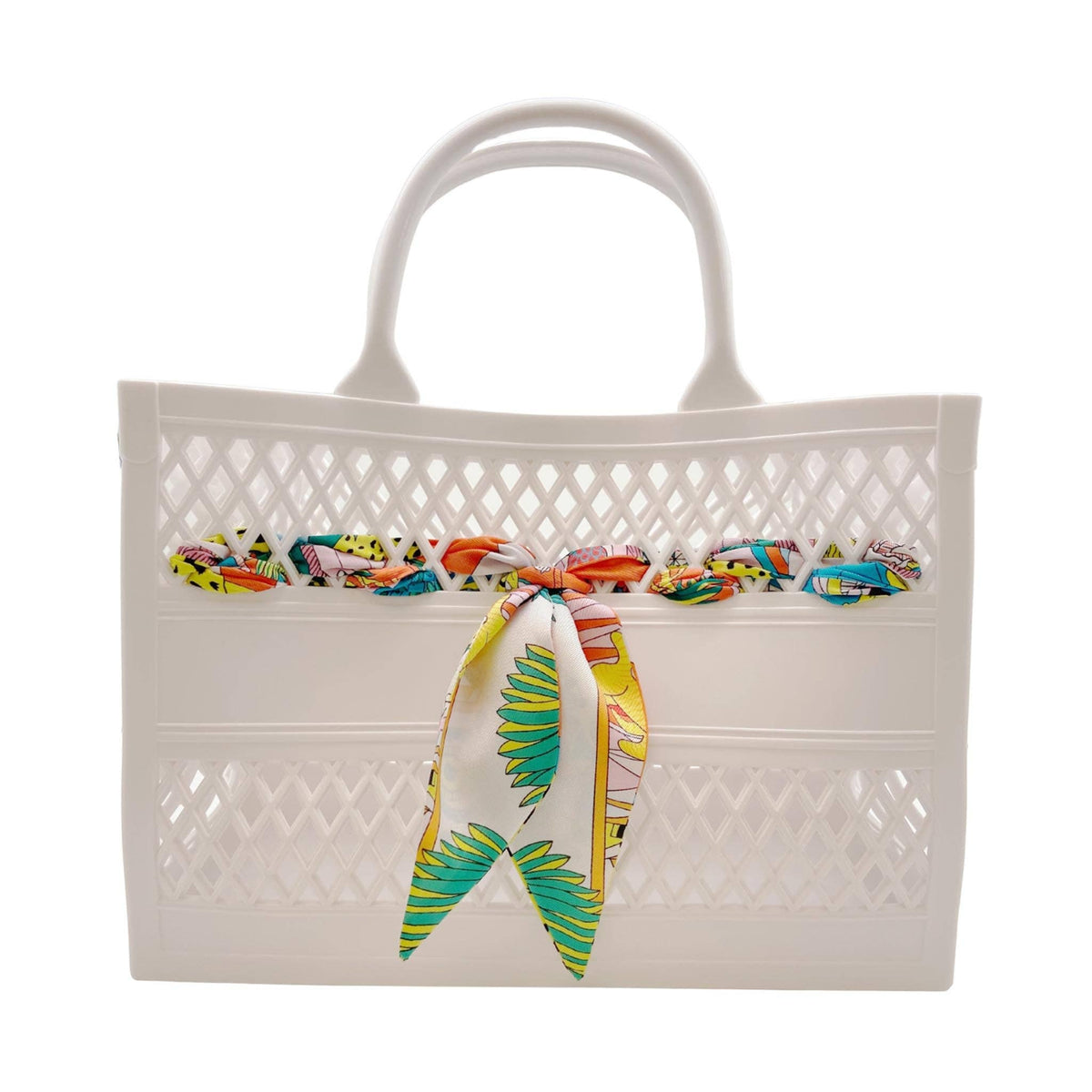 The Soleil Cutout Jelly Tote w/ Scarf
