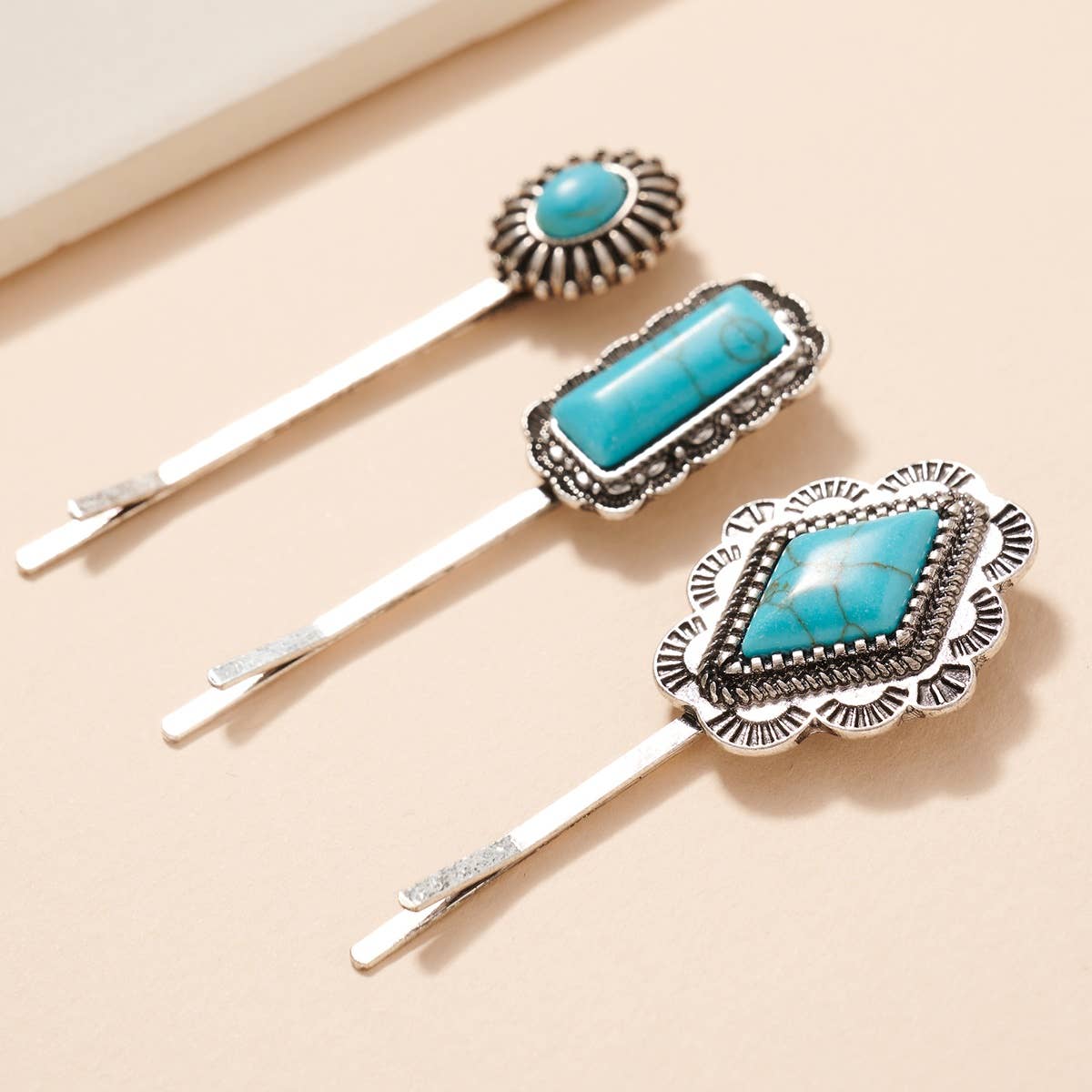 Western Style Natural Stones Bobby Pins Set