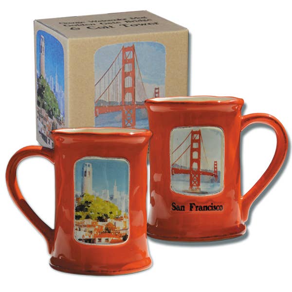 Golden Gate Bridge & Coit Tower Watercolor Mug