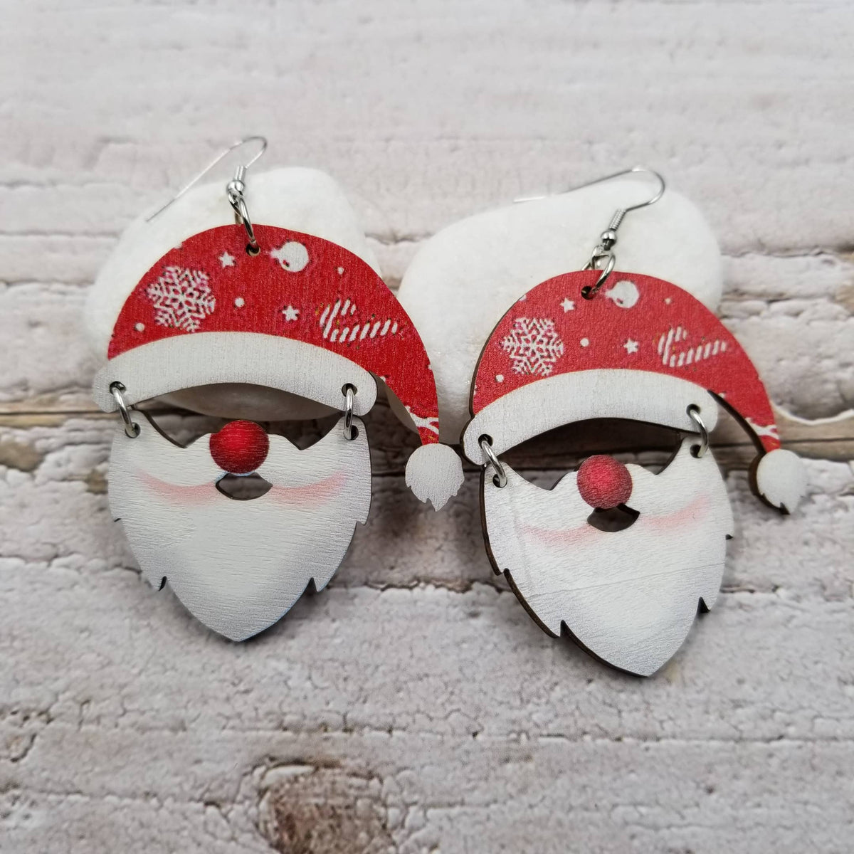 Santa Christmas Wood Earrings | Choose Colors: Red