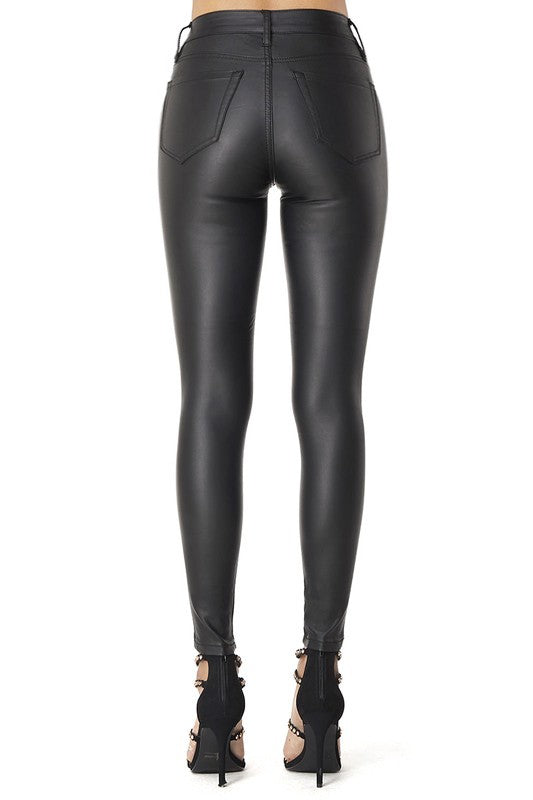 Panana Leather Ankle Skinny Pants In Black