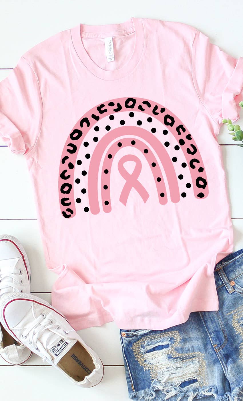 Breast Cancer Awareness Rainbow Graphic Tee