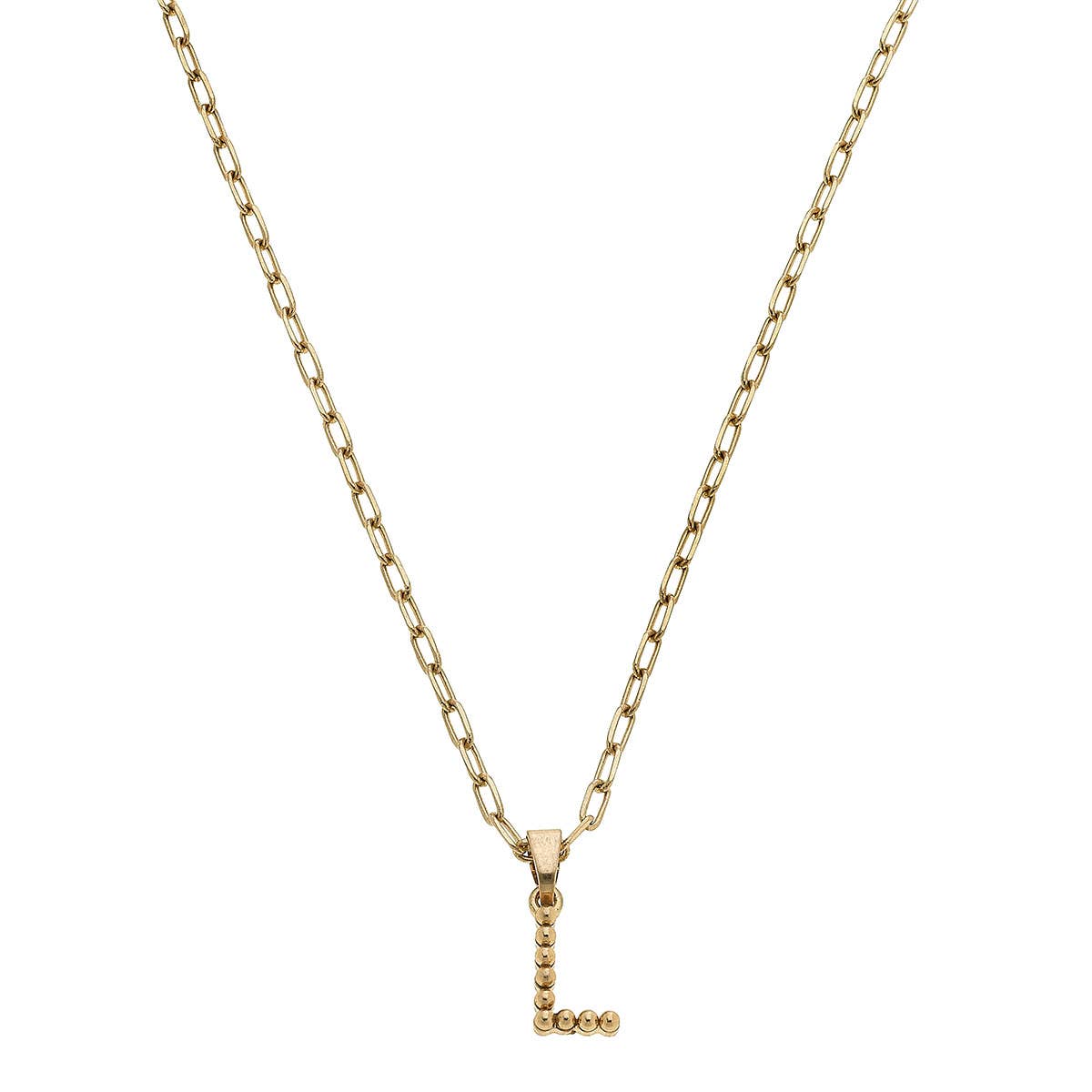 Layla Ball Bead Initial Necklace in Worn Gold