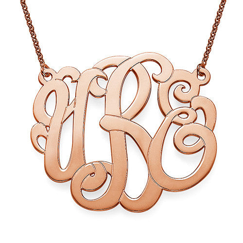 1.5" Script Monogram Necklace in Rose Gold