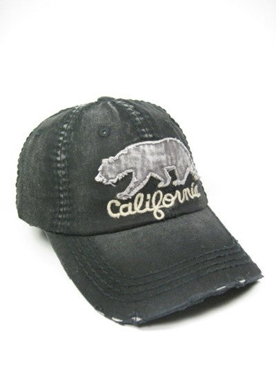 California Bear Denim Hat - Black
